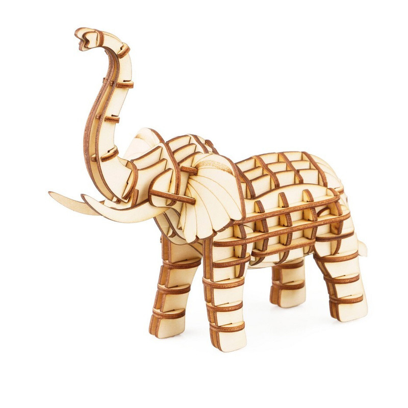 Build Your Own 3D Wooden Assembly Puzzle Wood Craft Kit Gifts for Kids and Adults (Elephant)