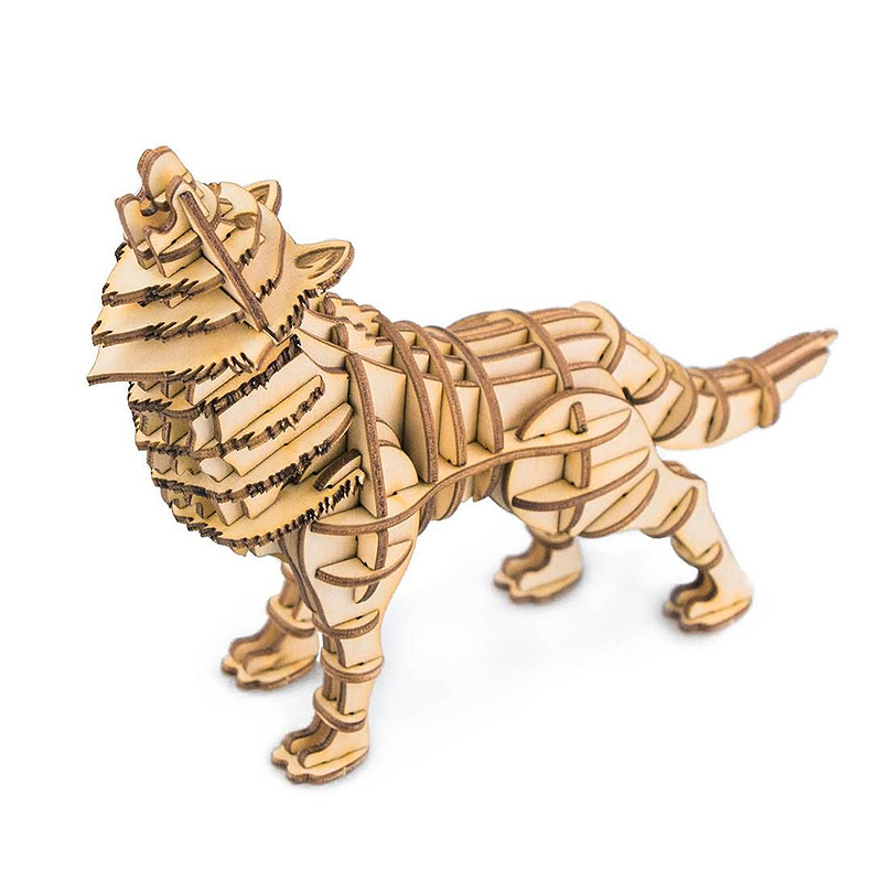 3D Wooden Wolf Puzzles for Kids Wood Building Toys and Fun