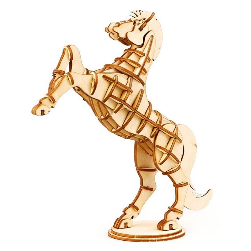 3D DIY Horse Shaped  Construction Model Assemble Puzzle Wood Model Kit Set Toy for Kids and Audult