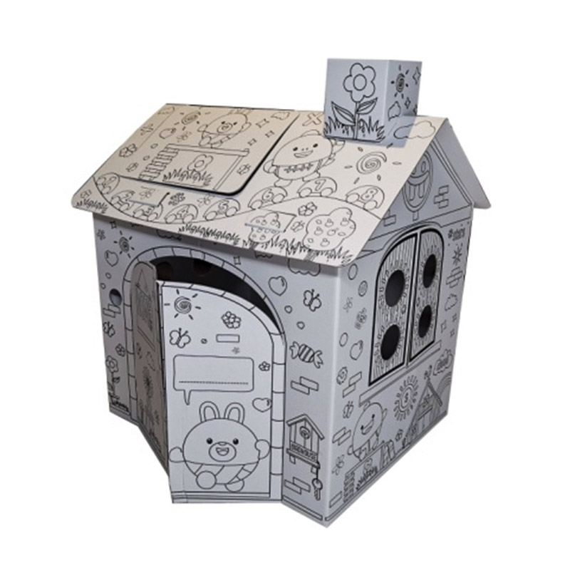 Country House Cardboard Playhouse for Kids to Color Funny Preschool Toy Paper House for Toddlers