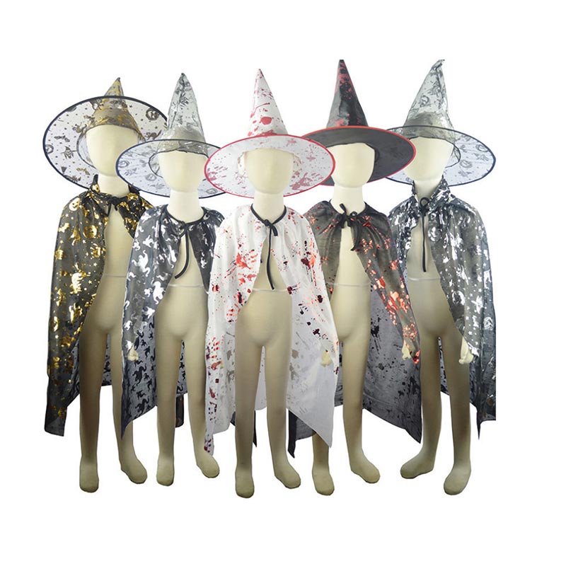 Halloween Witch Costumes Hat Wizard Cloak Cape for Boys Girls Womens Pumpkin Role Play Costume