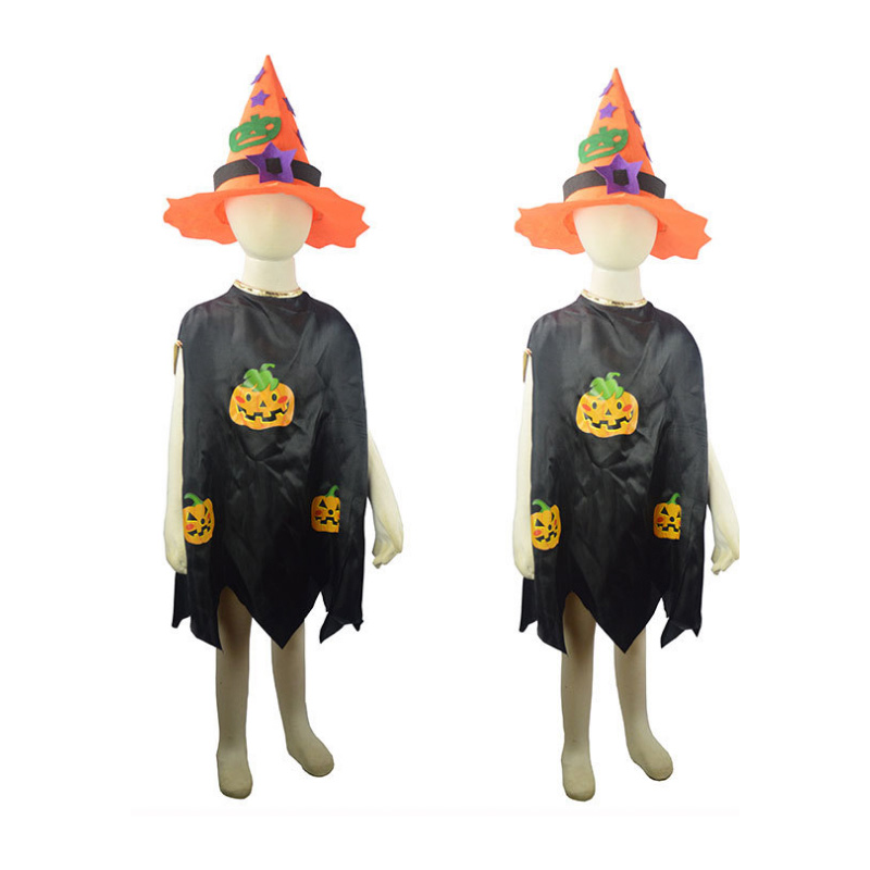 Halloween Witch Costumes Hat Wizard Cloak Cape for Boys Girls Womens Pumpkin Role Play Costume