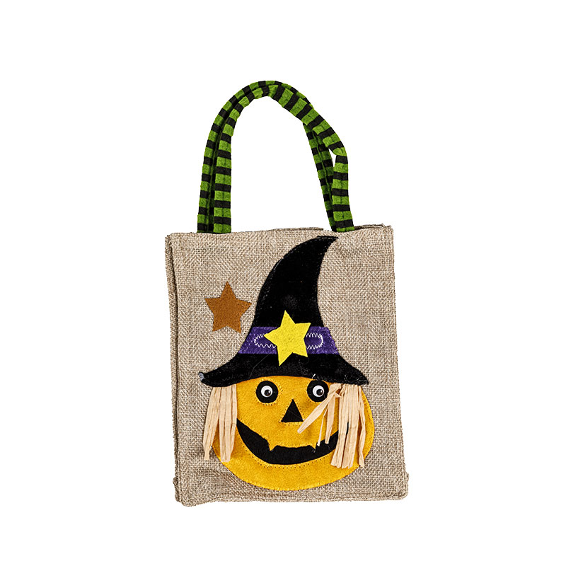 Halloween Candy Bags Linen Gift Bags Halloween Tote Bag for Children Toddler Kids，Witch，Skull，With handles, Spooky, Cute Trick or Treat Bags