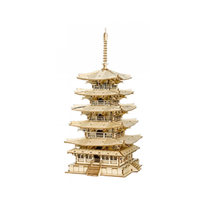 Five-story pagoda antique model wooden DIY series of ancient buildings