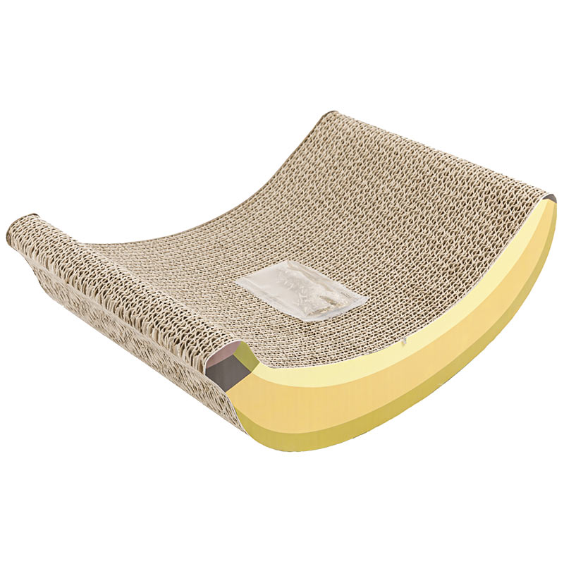 Kitten Small Cat Scratch Pad, Banana Designed Cardboard Cat Scratcher for Indoor Cats, Cat Swing Bed, Durable Interactive Cat Toy Scratching Pad with Catnip for Kittens