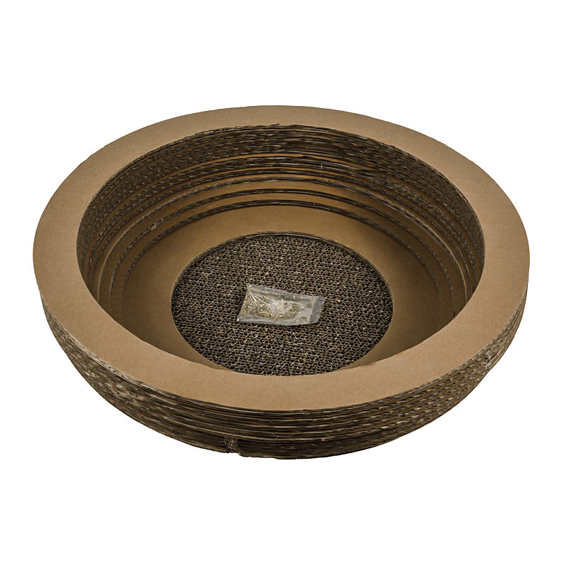 2 in 1 food bowl and scratcher Hot sell Corrugated Cardboard Scratcher Lounge Bed Bowl-shaped Cat House