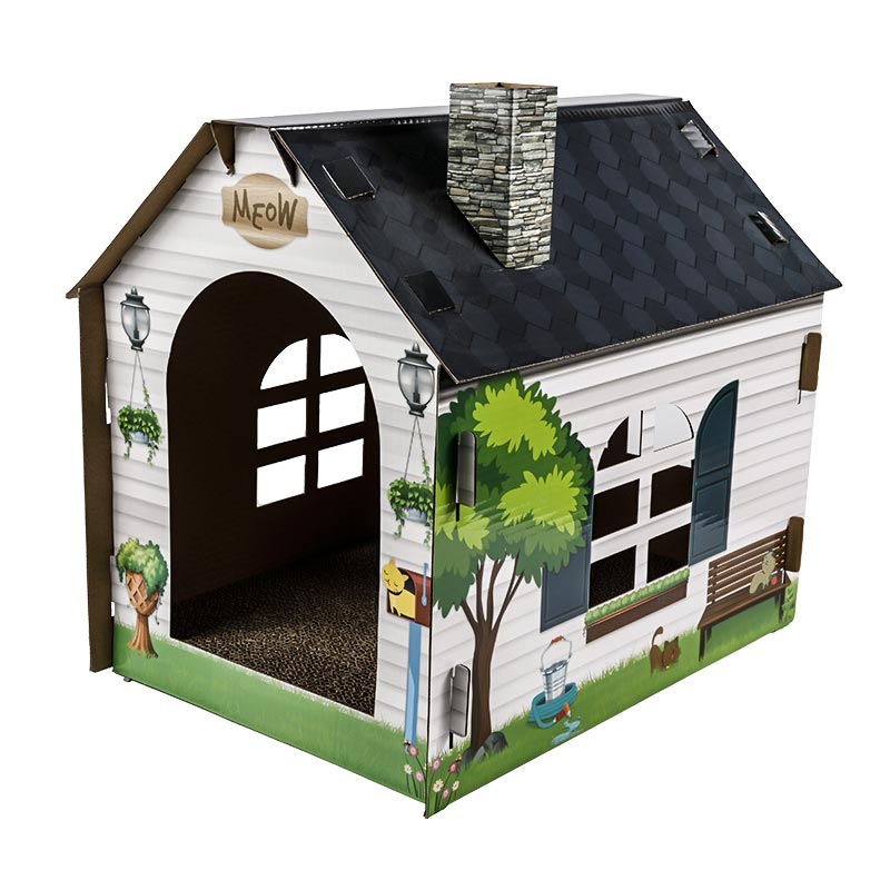 Forest Design Cat House Cardboard Cat Castle with Scratcher House Condos Cat Jungle Gym Activity Center Nesting Box Kittens Beds for Indoor Cats Large