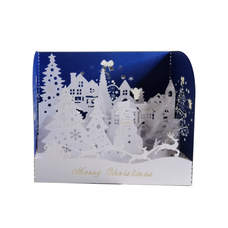 Snow House Square White Christmas Card