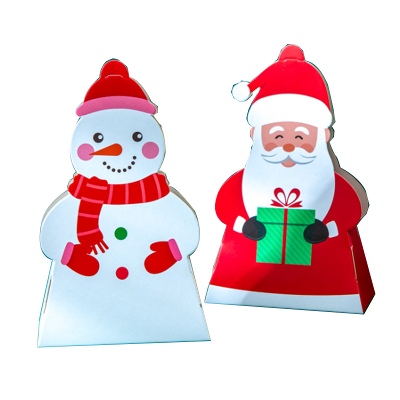 Happy Santa And Snowman Standing Christmas Box