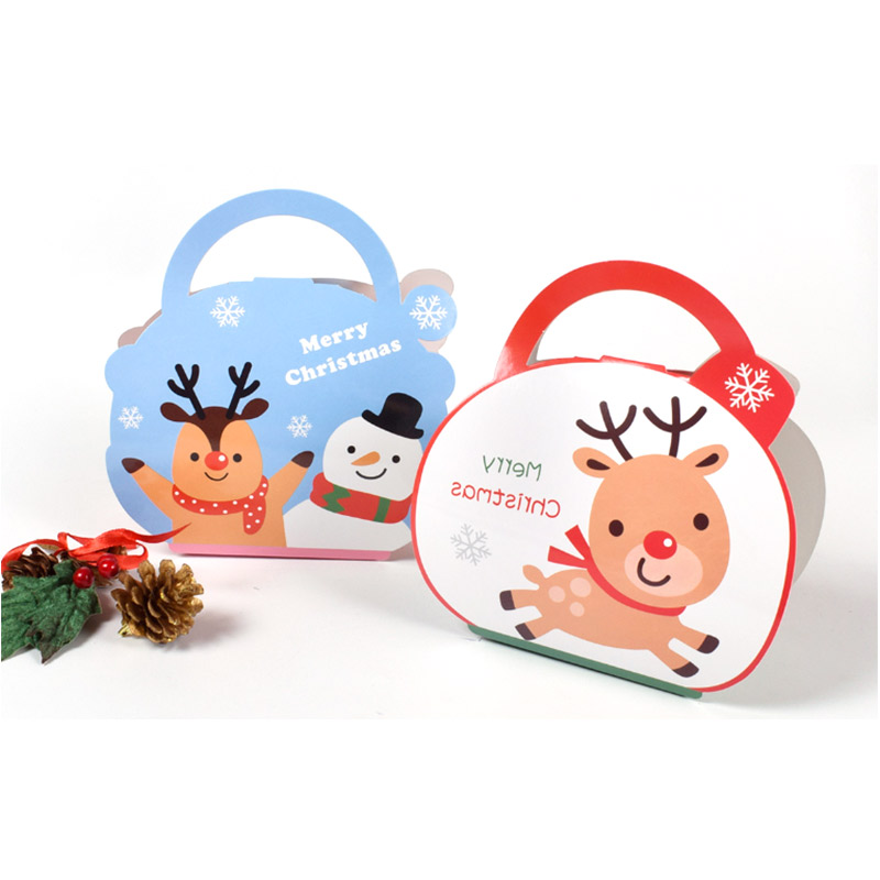 Lovely handle Added Printed Christmas Candy And Gift Box