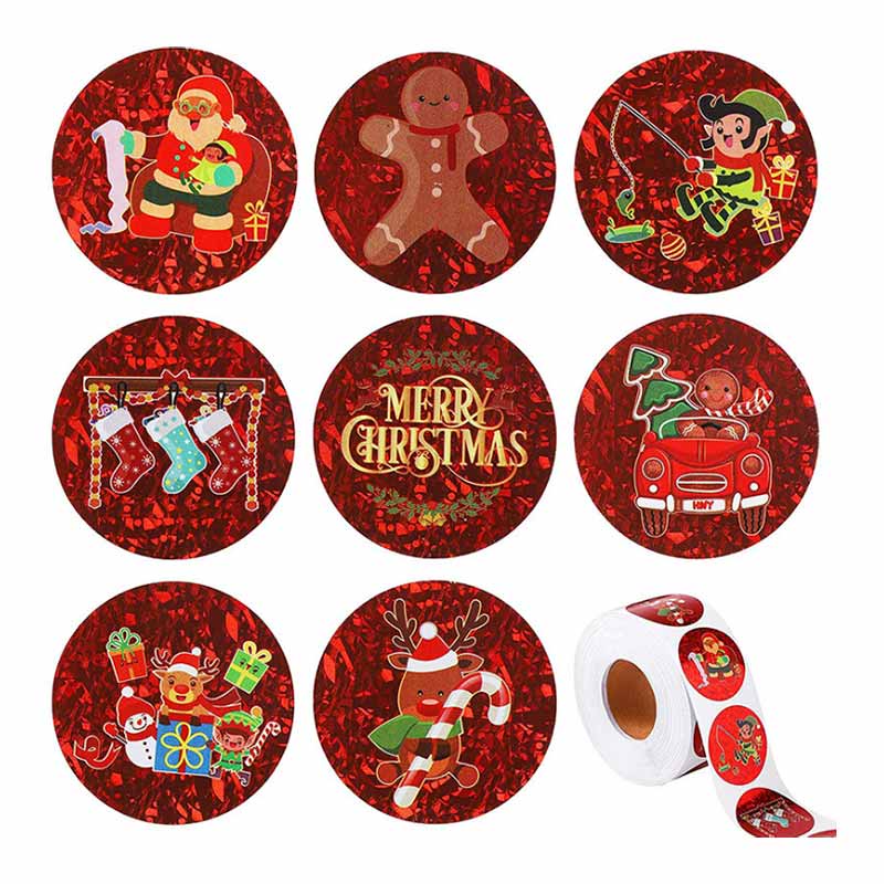 Colourful Printed In Good Quality Christmas Sticker Roll