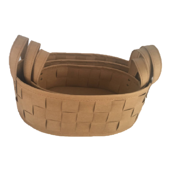 Washable Kraft Paper Woven Storage Baskets, Paper Flowerpot with Handles,Washable Foldable Kraft Paper Flower Plant Container, Home Decoration and  Storage