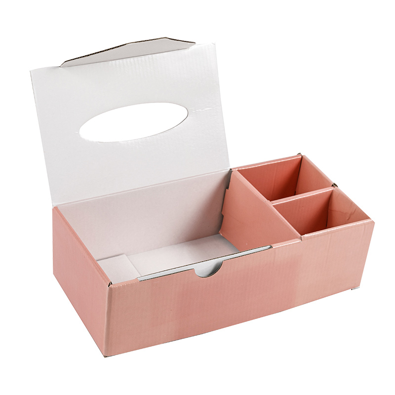 Pink / blue desk organizers storage box multifunctionalpaper kraft eco-friendly