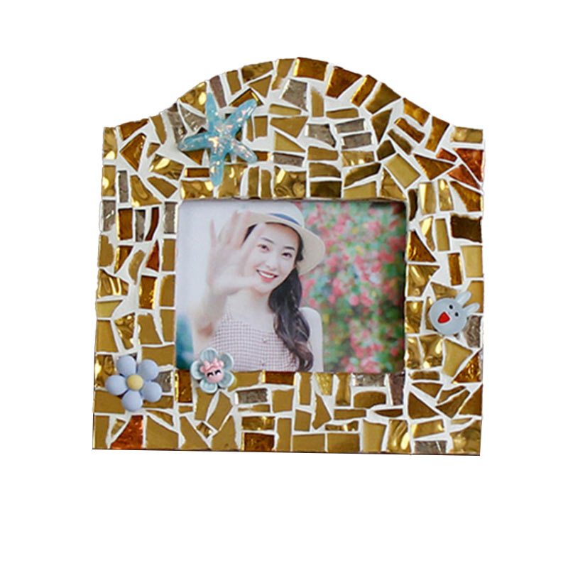 Ins Wood Mosaic DIY Photo Frame, ceramics Home Decoration Souvenir,Family Handcrafts Kits, Modern Design and Shape, With Flowers Patch, Best seller