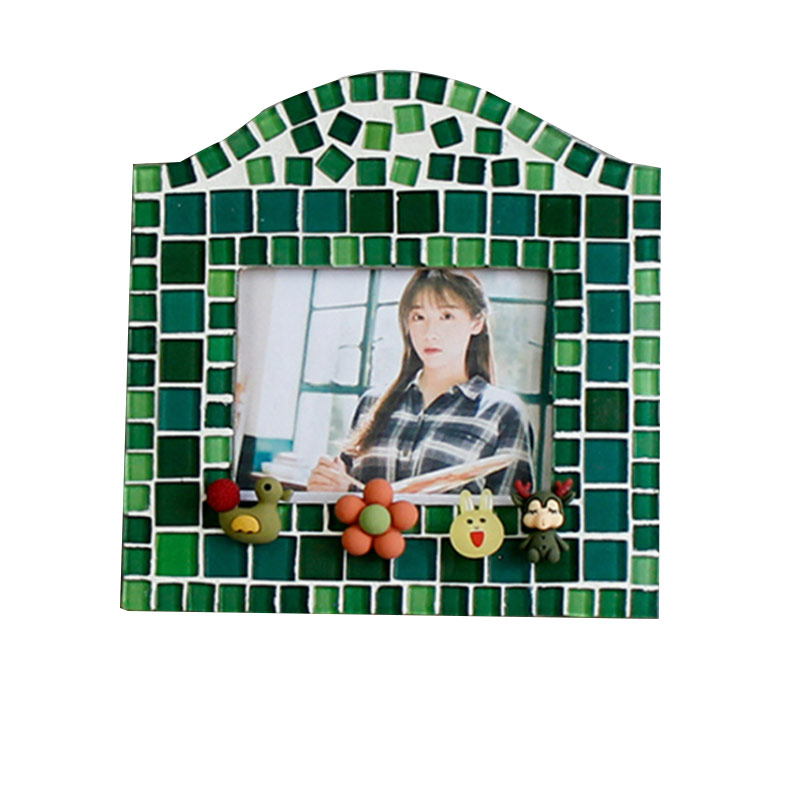  Ins Wood Mosaic DIY Photo Frame, ceramics Home Decoration Souvenir,Family Handcrafts Kits, Modern Design and Shape, With Flowers Patch, Best seller