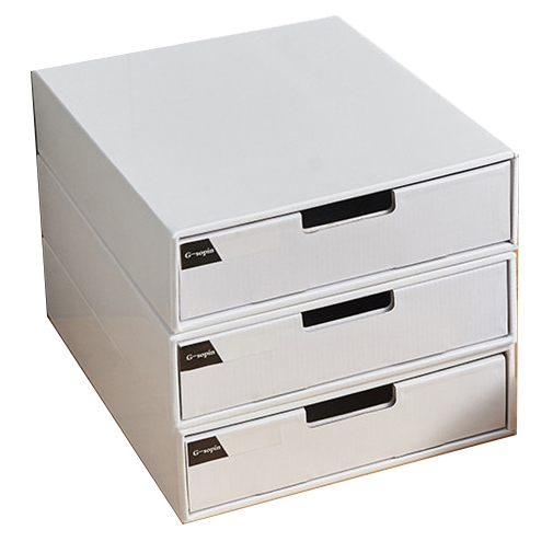 White three-layers desk storage box waterproof material seperate layers piled-up