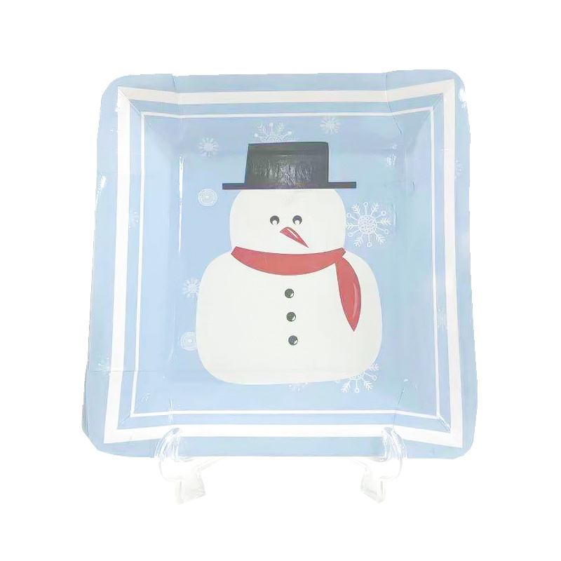 Waterproof Snowman Printing lovely cute   Christmas Paper Plate