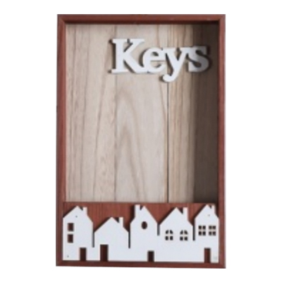 Wooden Photo Frame with House Shapes Decoration and Small Storage Space