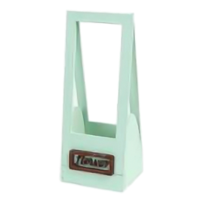 Basket Shaped Wooden Photo Frame Green Color with Small Storage Space