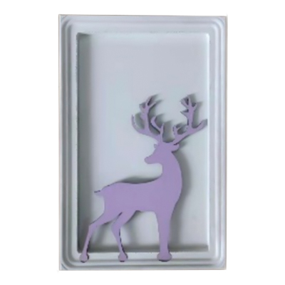 Wooden White Photo Frame with Deer Decoration Inside