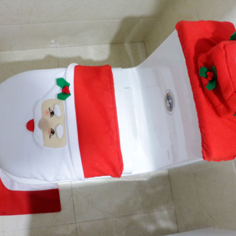 Toilet Seat Cover Santa Pattern Set of Three for Christamas Decoration