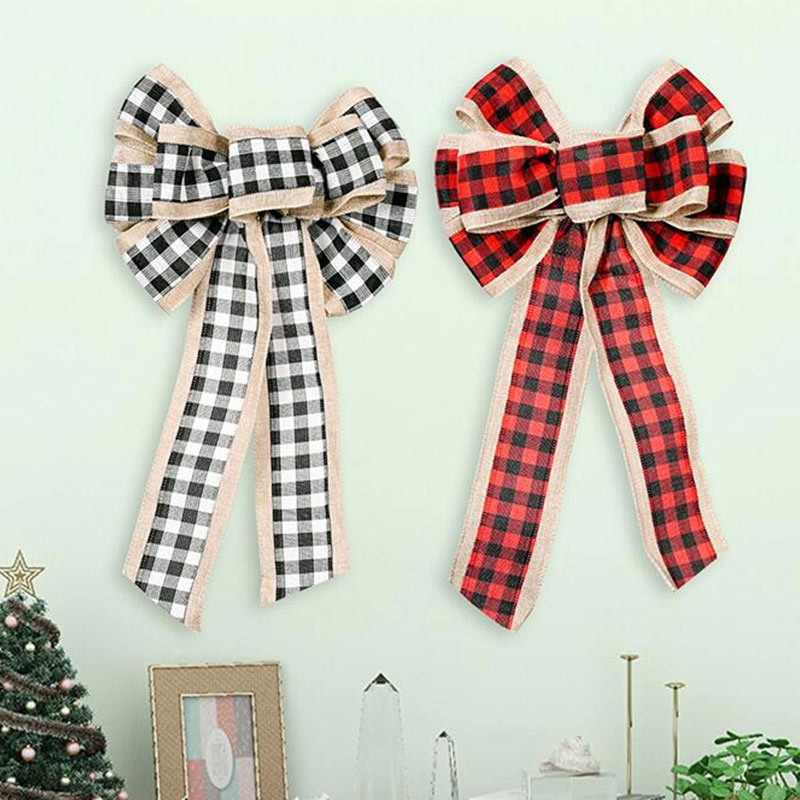 Grid Bowknot Big Size for Christmas Wall Decoration Black and Red Color