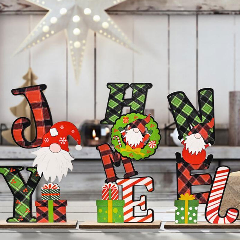 Wooden Words Shape Table Decoration Christmas Style Table-top