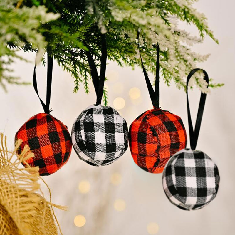 Grid Hanging Balls Decoration for Christmas Tree Two Colors Four Pieces a Set