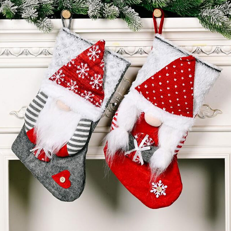 Christmas Socks with Santa Decoration Two Styles Can be Hanging on Tree