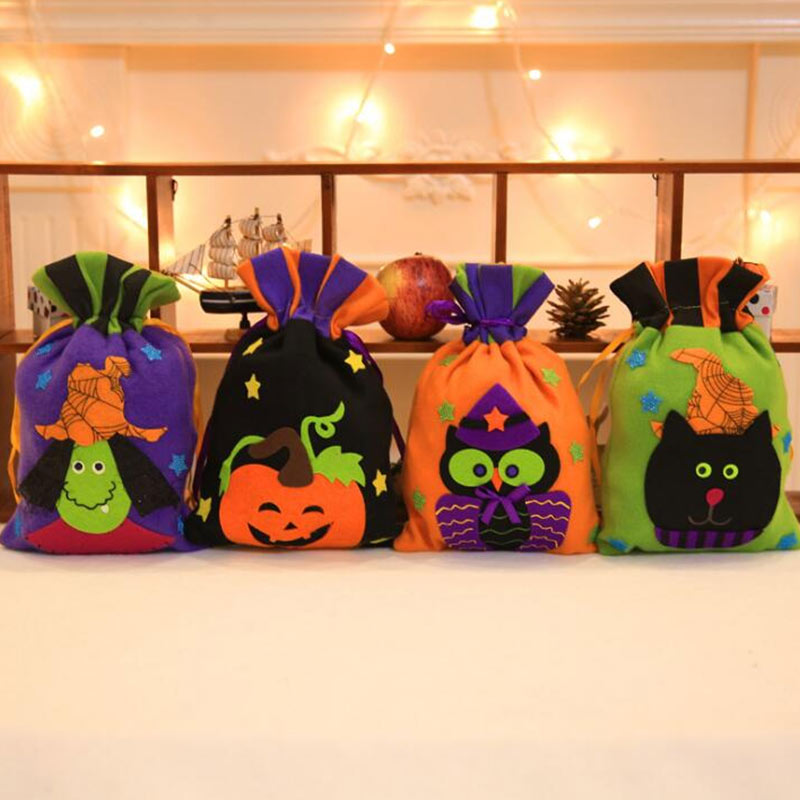 Candy Bag Big Size Halloween Style Four Different Styles with Pumpkin and Witch Decoration