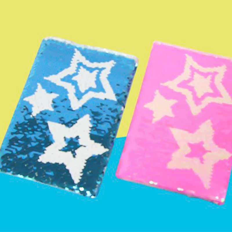 Glitter Notebook Double Printed with Star Patterns for Girls
