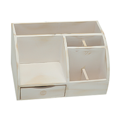 Unfinished Wooden Pencil Container Multi-functional with Small Drawer