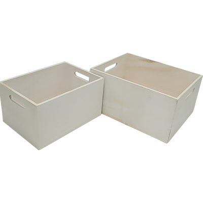Unfinished Wooden Storage Box White Color with Handle Big Capacity