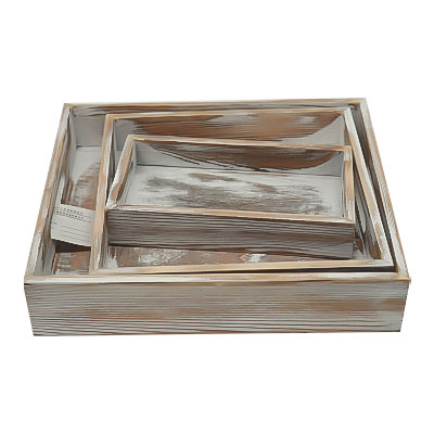 Wooden Storage Tray Set of Three Plain Color Support DIY