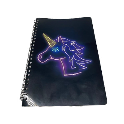 Spiral Business Notebook with Neon Unicorn on the Cover