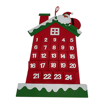 House & Santa Advent Calendar Storage Hanging Bag with Pockets of 24