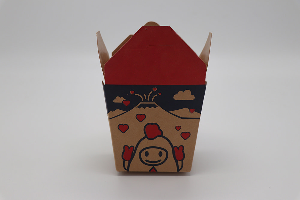 Printed paper take away box with handle